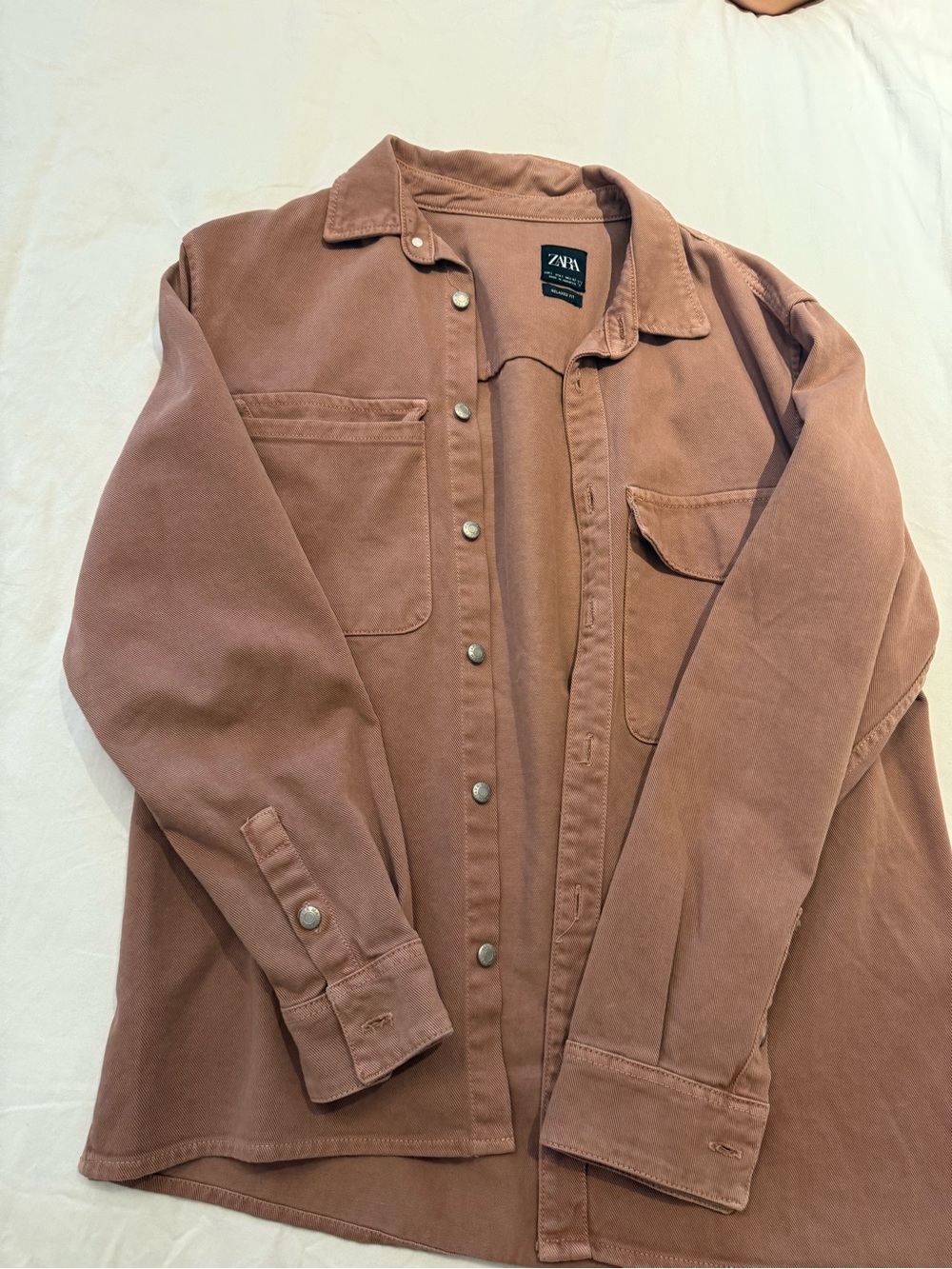 Zara Men’s Muted Rust Button-Down Overshirt